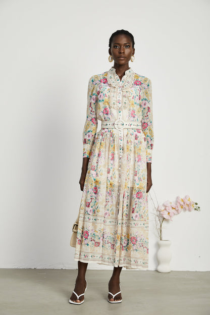 Désirée pleated floral-print midi dress