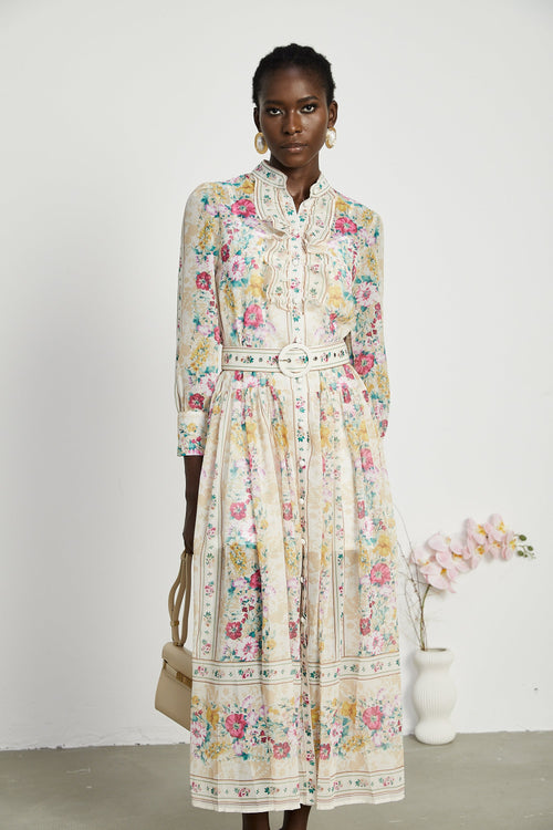 Désirée pleated floral-print midi dress