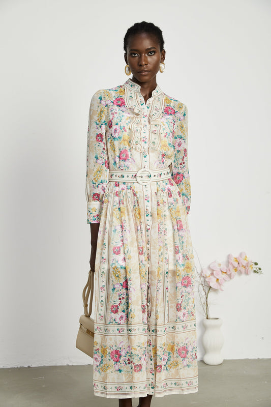 Désirée pleated floral-print midi dress