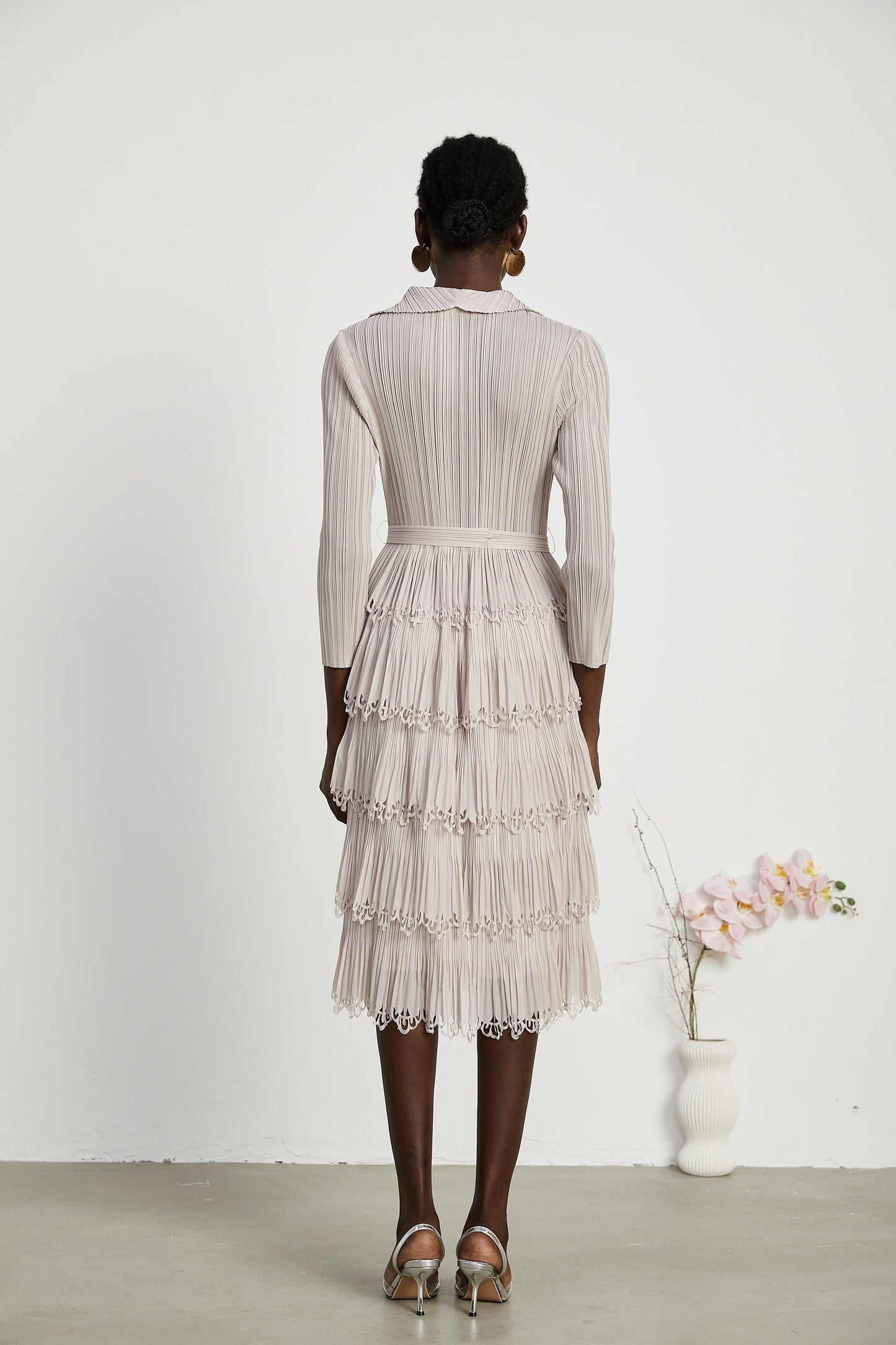 Marjolaine tiered pleated midi dress (US Only)