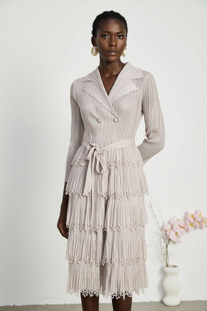 Marjolaine tiered pleated midi dress (US Only)