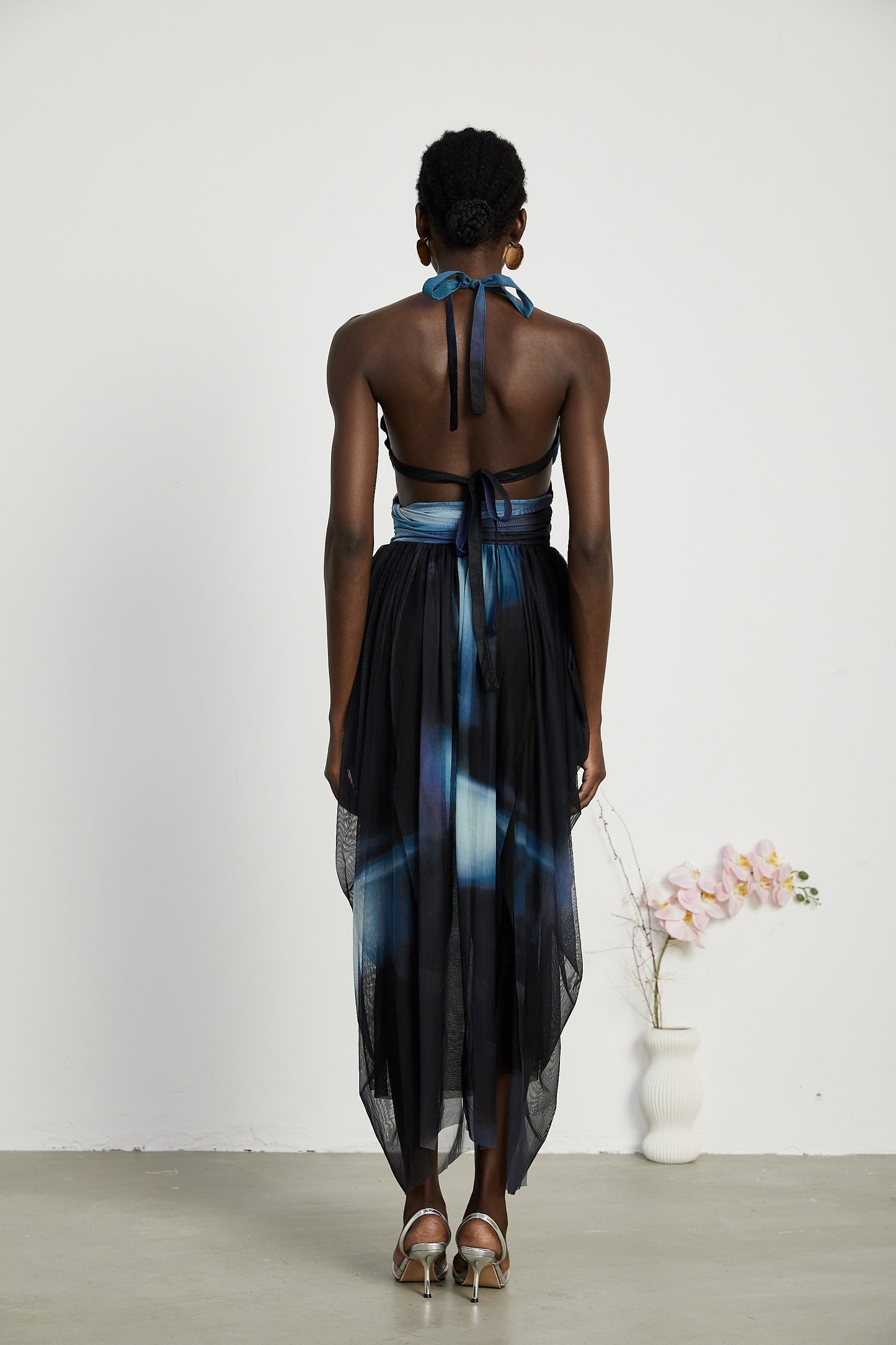 Céleste ombre-print pleated maxi dress