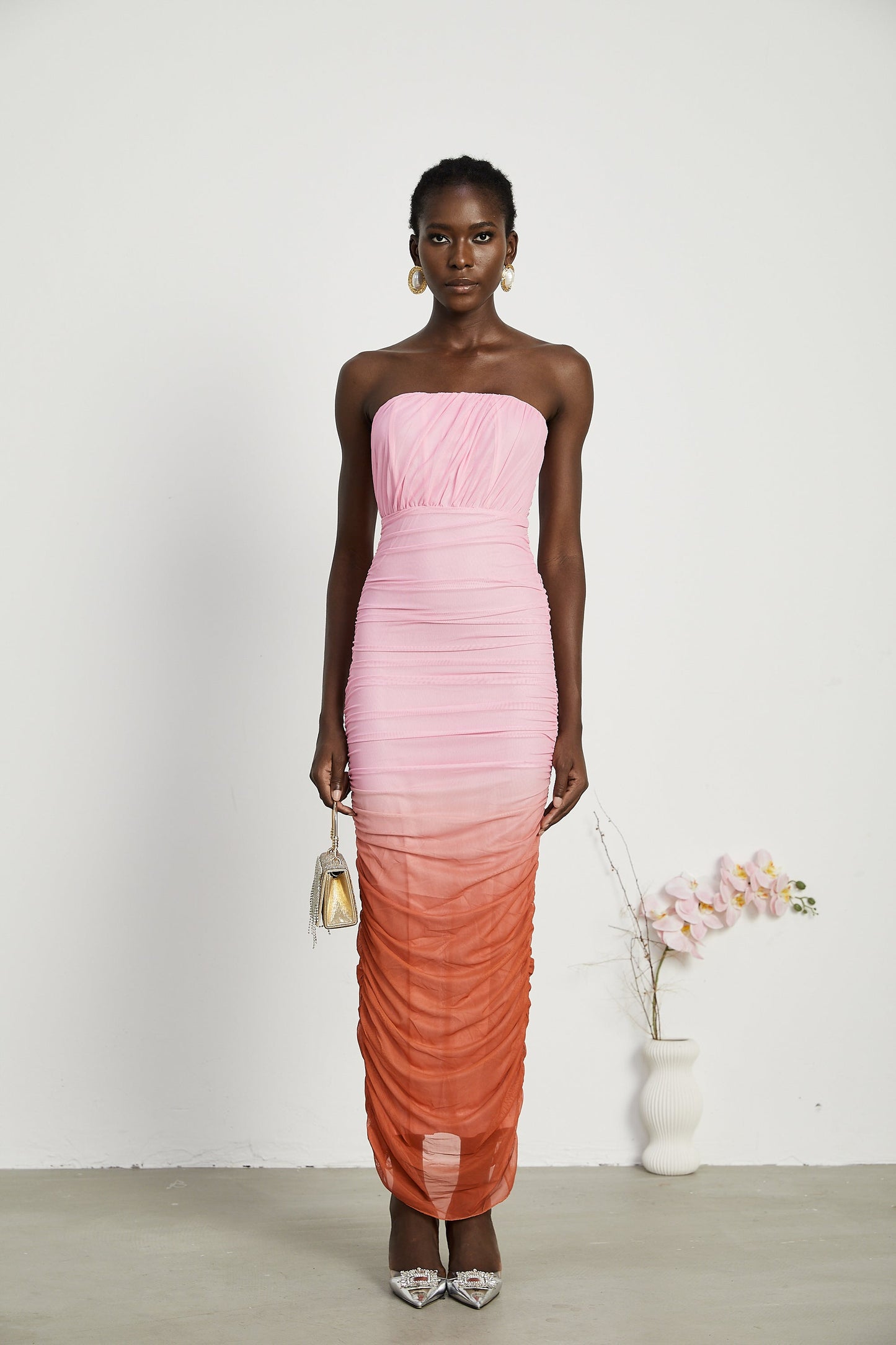 Marjolaine gradient pleated midi dress (US Only)
