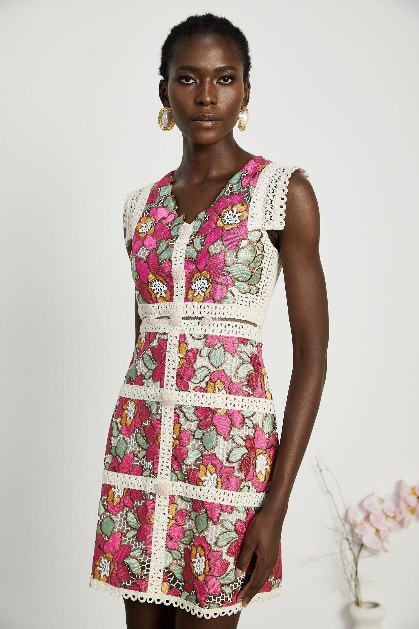 Nalini embroidered interwoven mini dress (US Only)