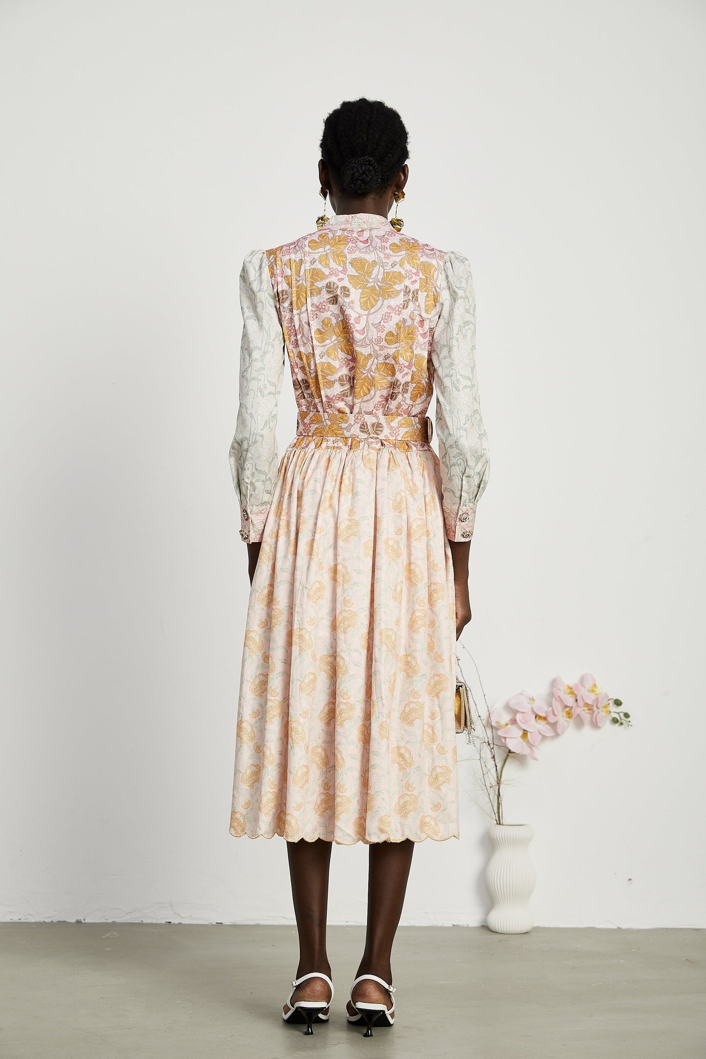 Mélisande pleated floral-print midi dress