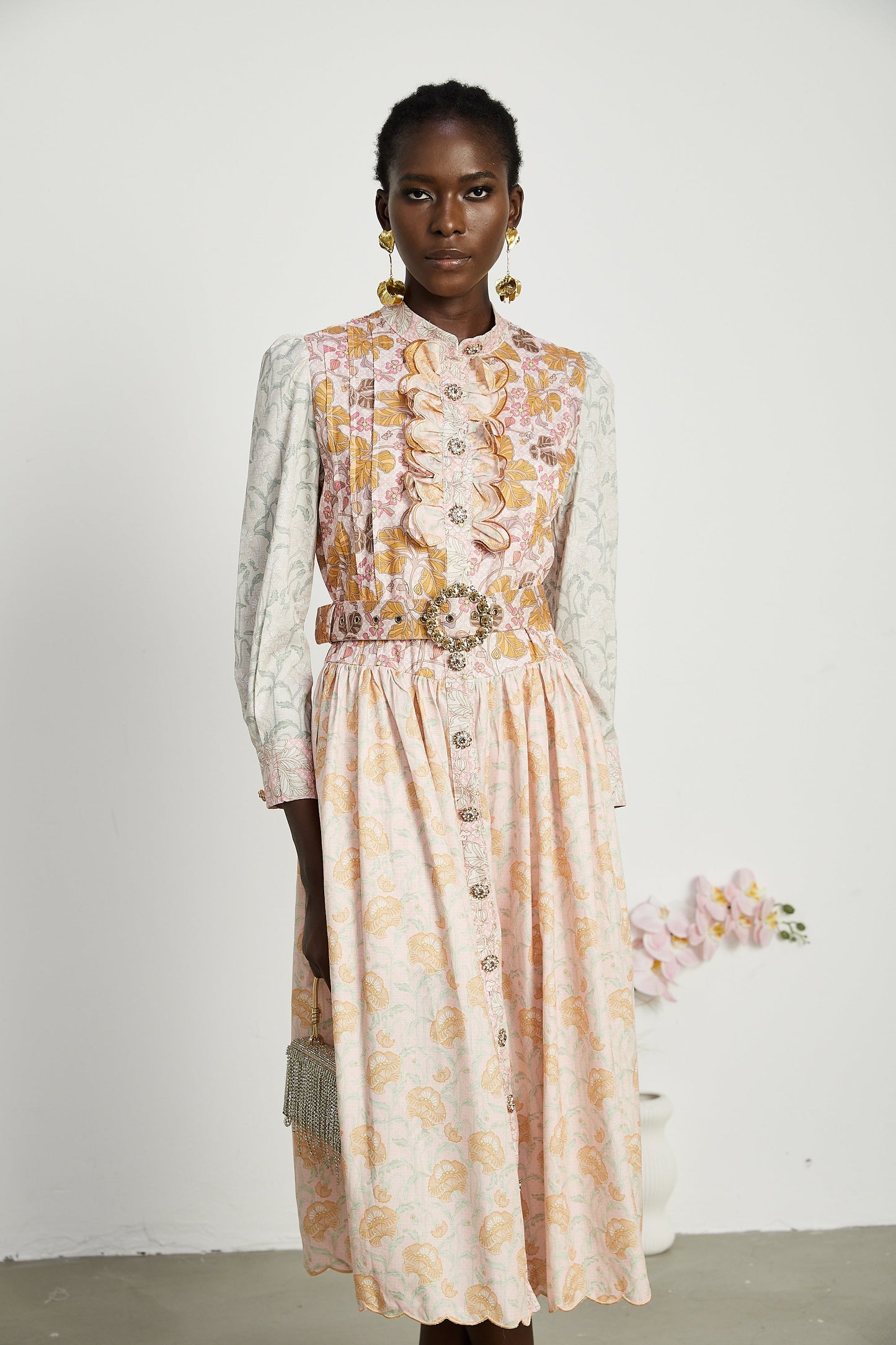 Mélisande pleated floral-print midi dress