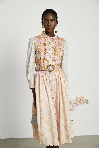 Mélisande pleated floral-print midi dress