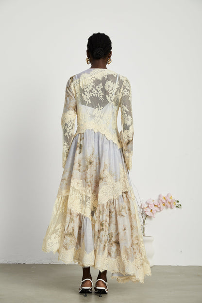 Raphaëlle asymmetric semi-sheer midi dress