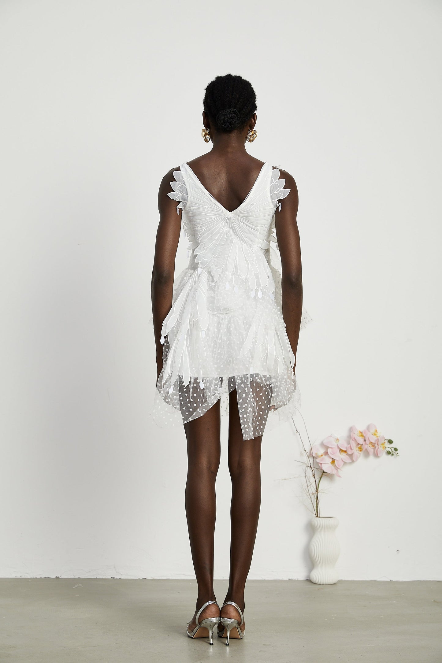 Françoise feather-embellished pleated mini dress (US Only)