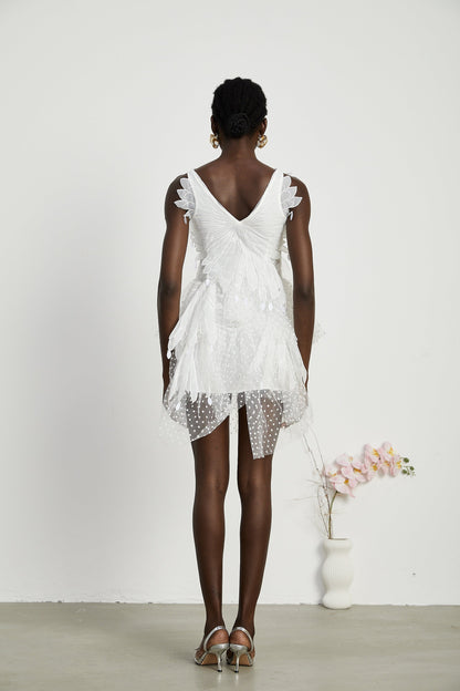 Françoise feather-embellished pleated mini dress (US Only)