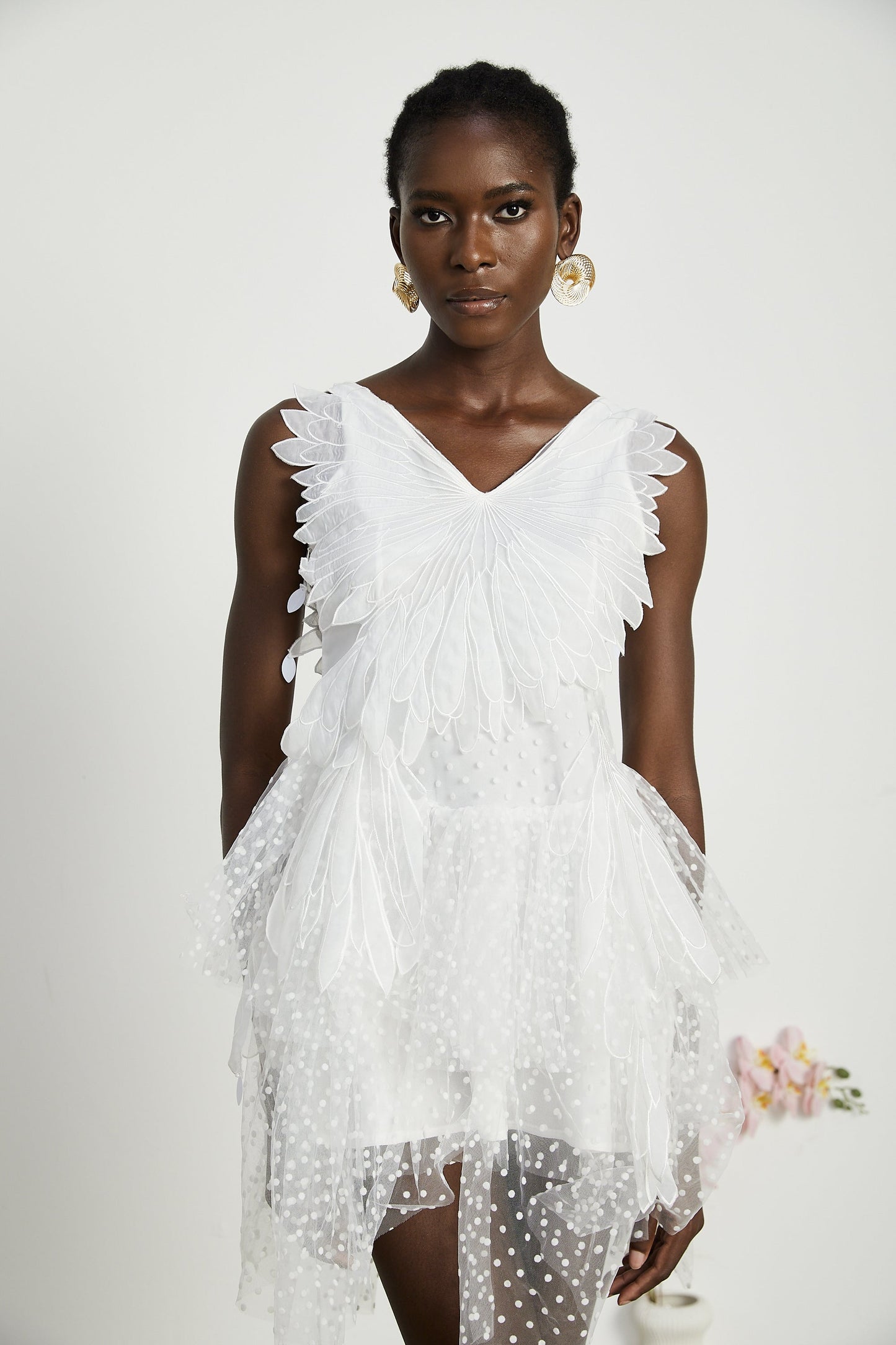 Françoise feather-embellished pleated mini dress (US Only)