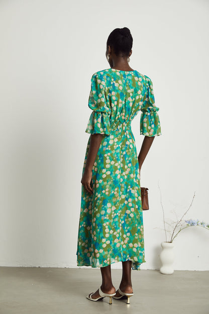 Perrine green floral-print midi dress (US Only)