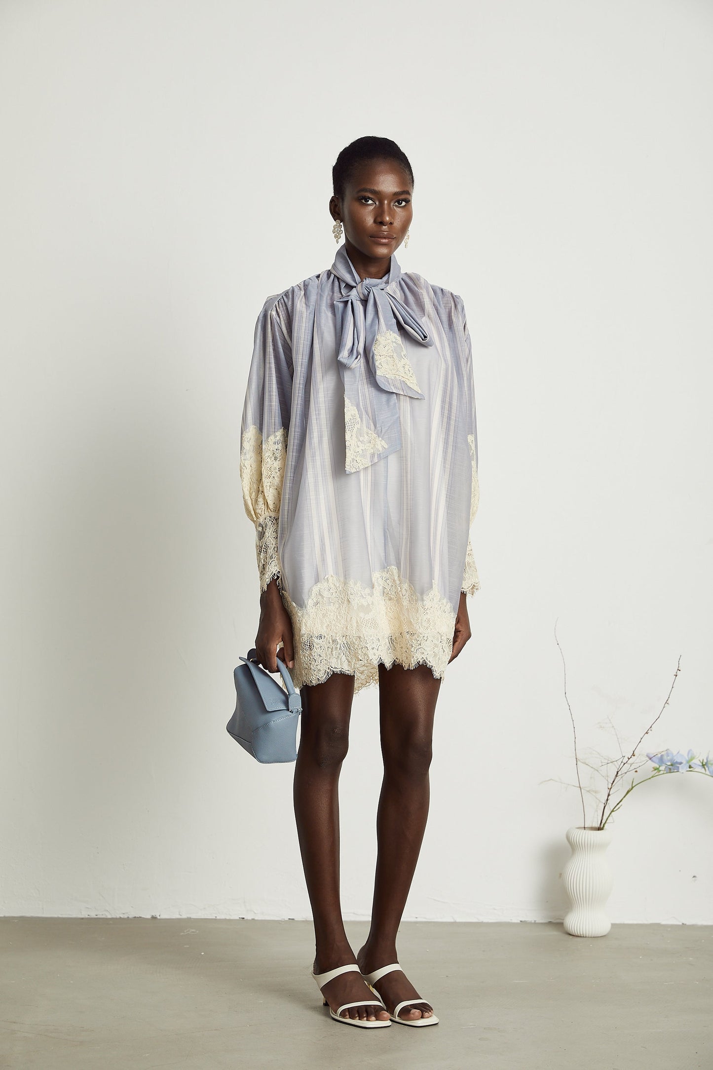 Paulette lace floral-embroidered mini dress in Blue (US Only)