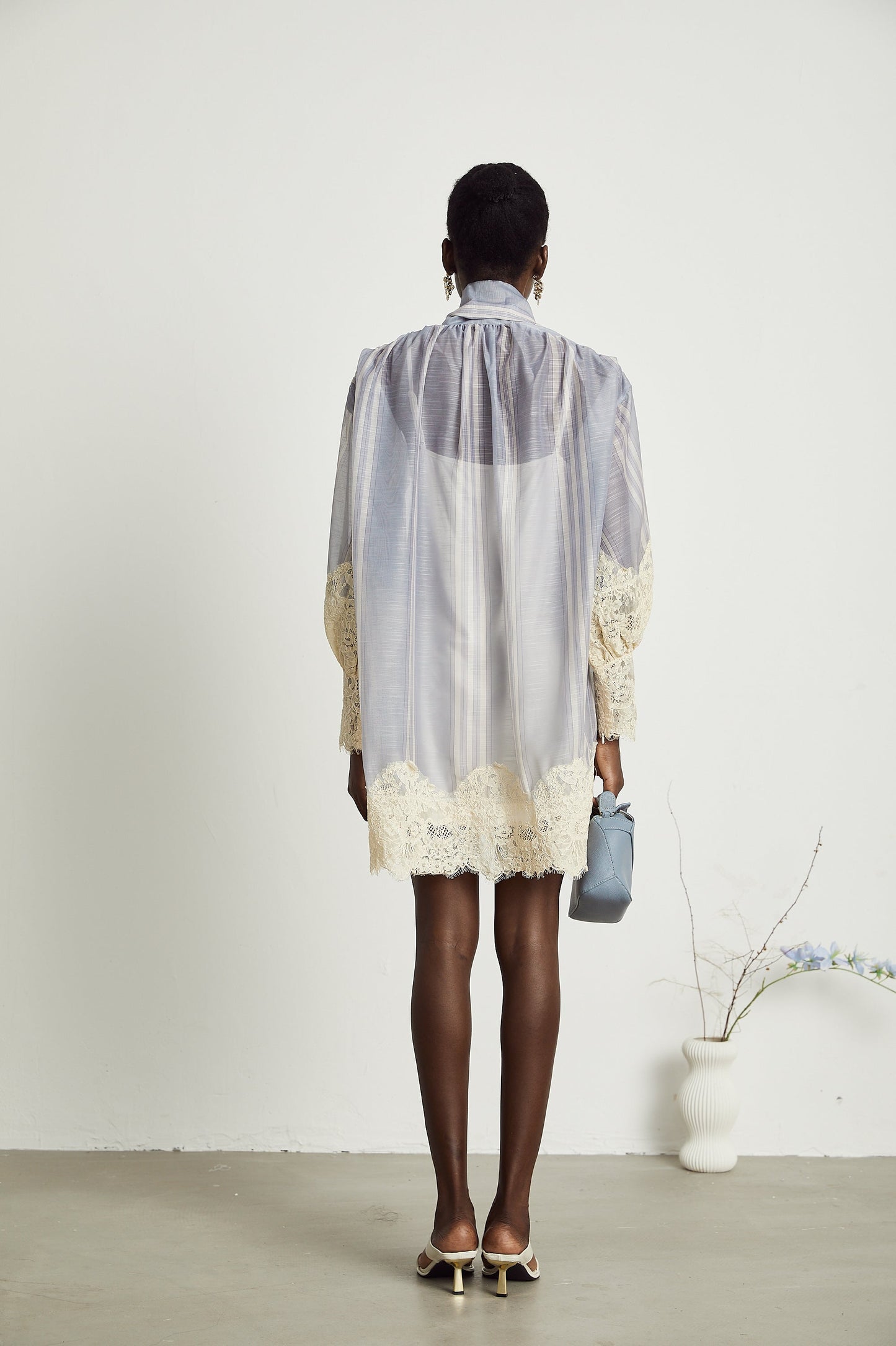 Paulette lace floral-embroidered mini dress in Blue (US Only)