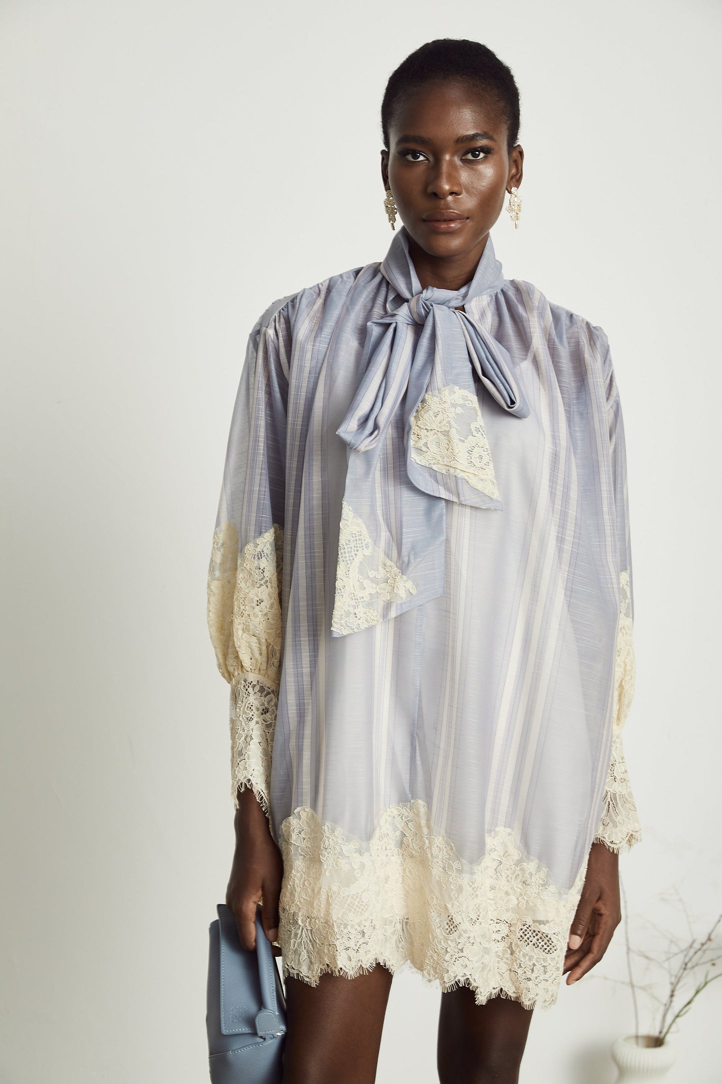 Paulette lace floral-embroidered mini dress in Blue (US Only)