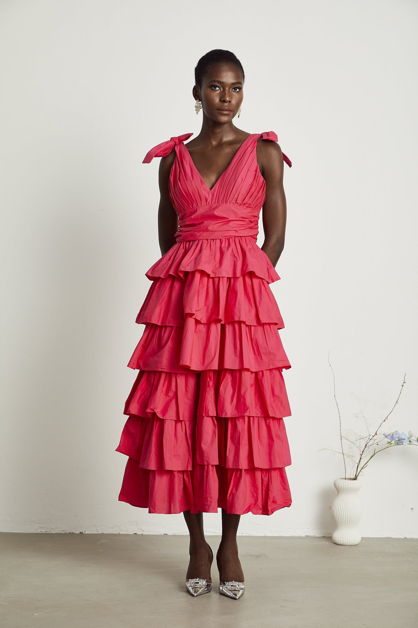 Émilienne tiered ruffled midi dress (US Only)