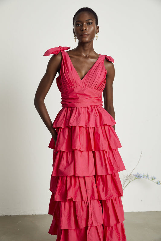 Émilienne tiered ruffled midi dress (US Only)
