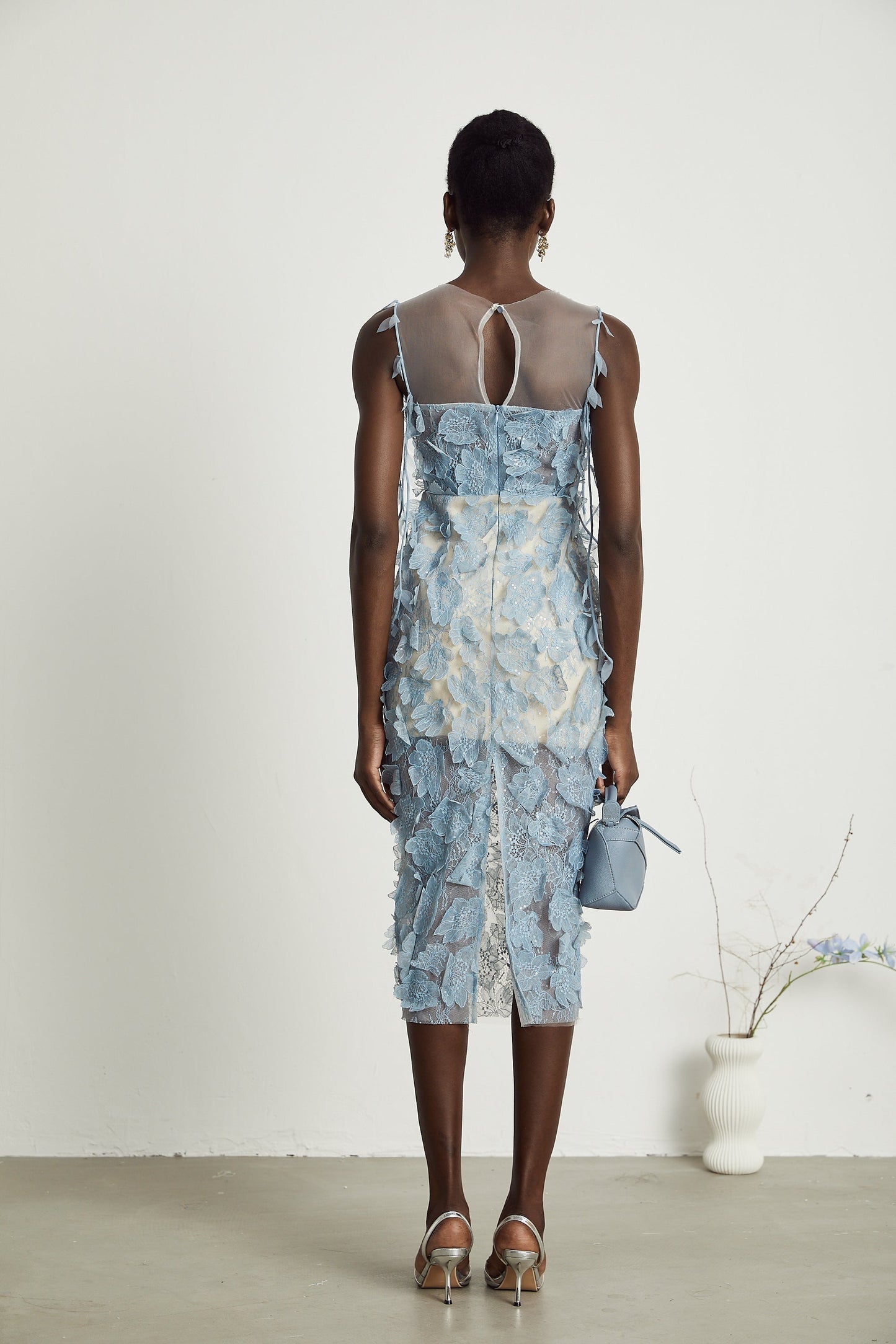 Olessia faux-flower lace midi dress (US Only)