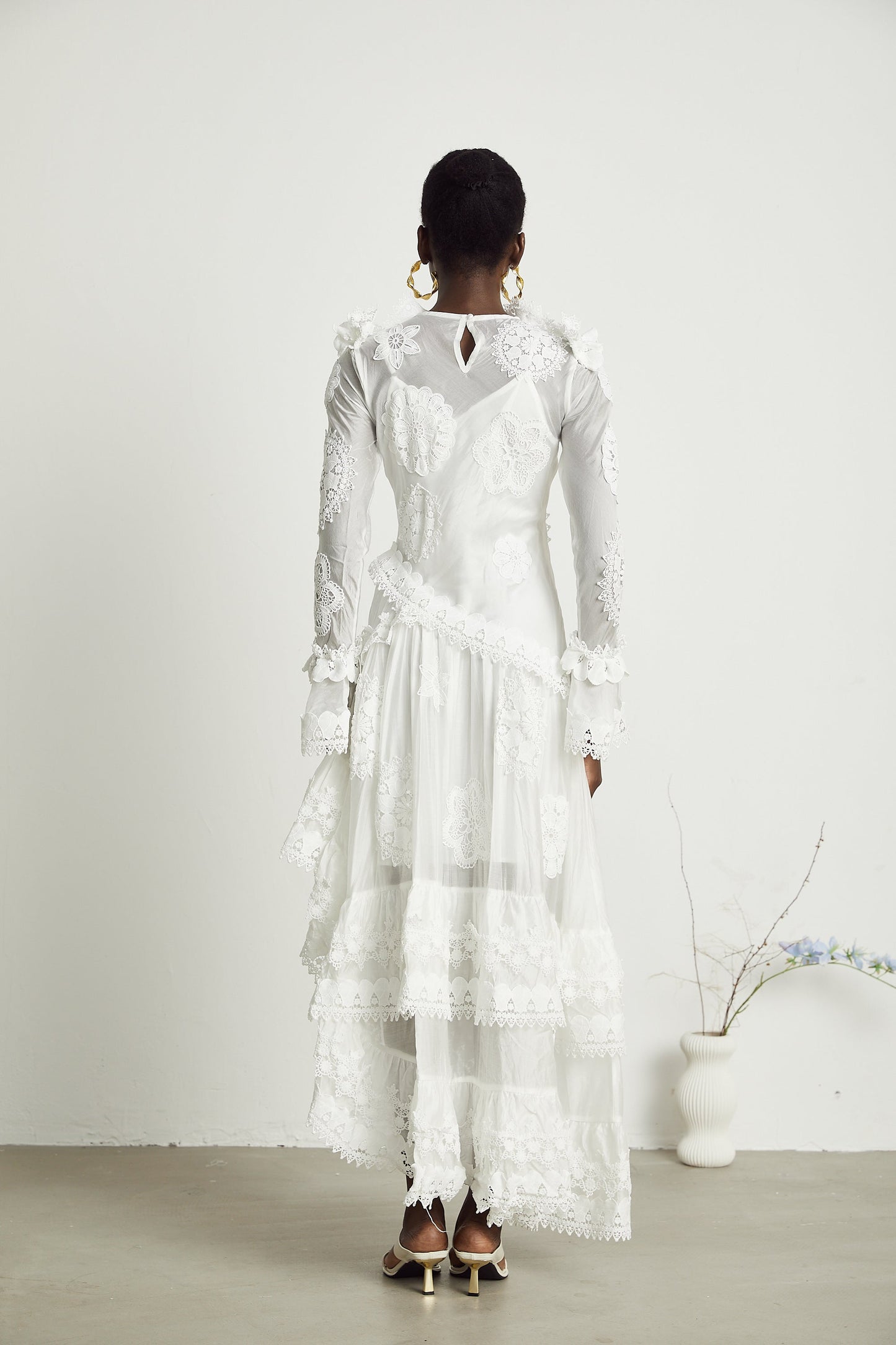 Renée lace floral-embroidered semi-sheer midi dress (US Only)