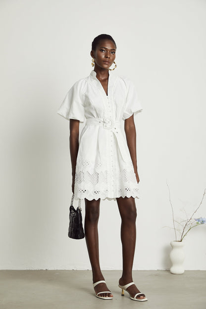 Raphaëlle cut-out lace-trim mini dress