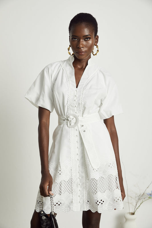 Raphaëlle cut-out lace-trim mini dress