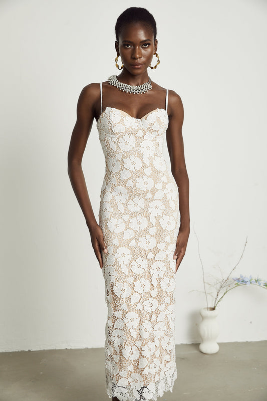 Florence floral embroidered midi dress