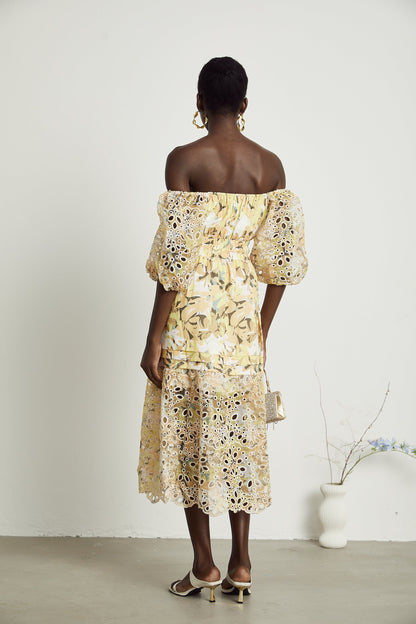 Clémence floral-print cut-out midi dress