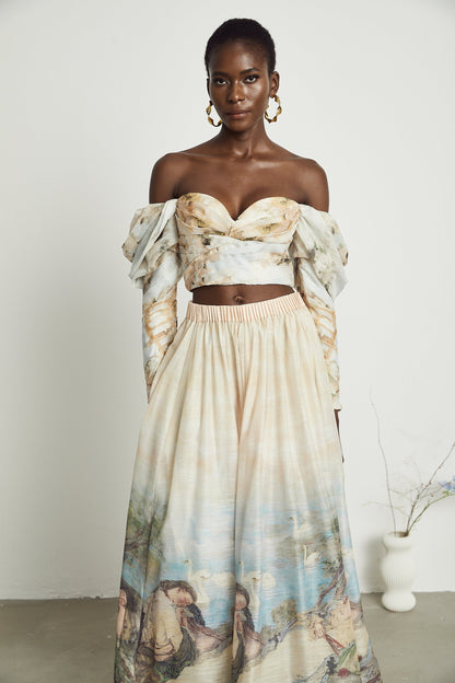 Émmanuelle pattern-print top & skirt matching set