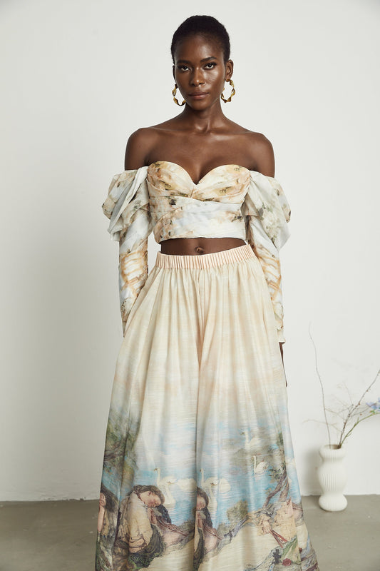 Émmanuelle pattern-print top & skirt matching set