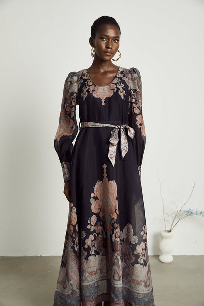 Philippine pattern-print color-block midi dress (US Only)