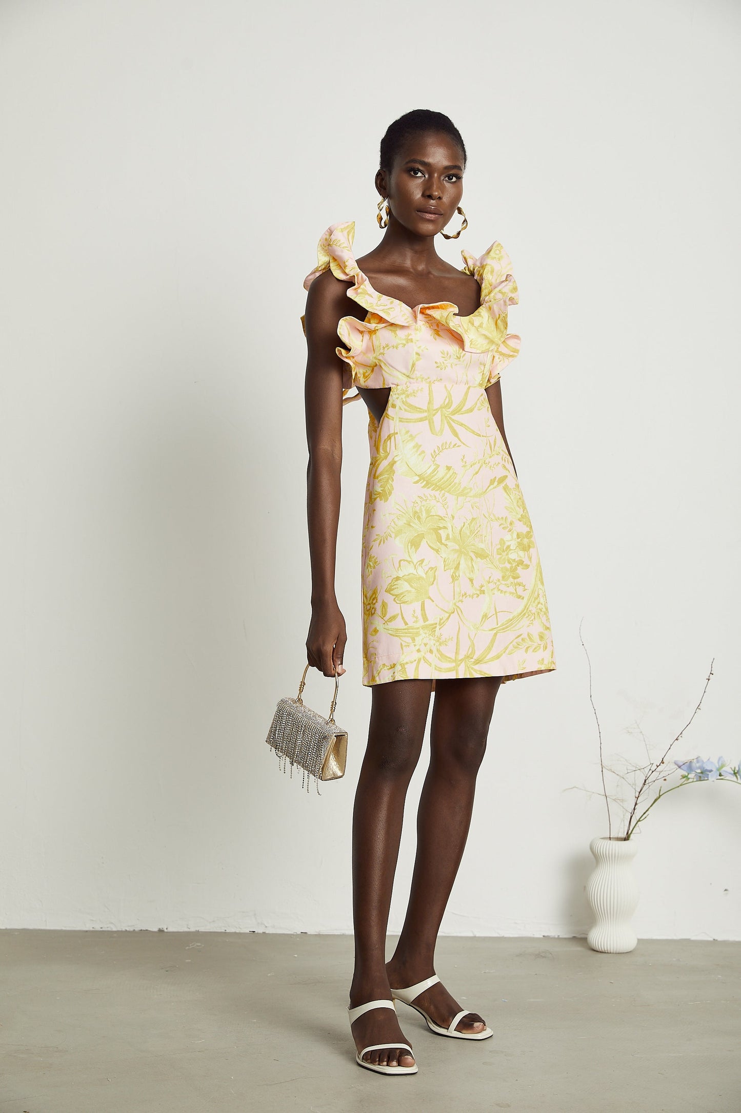 Solène ruffled floral-print mini dress (US Only)