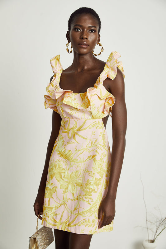 Solène ruffled floral-print mini dress (US Only)