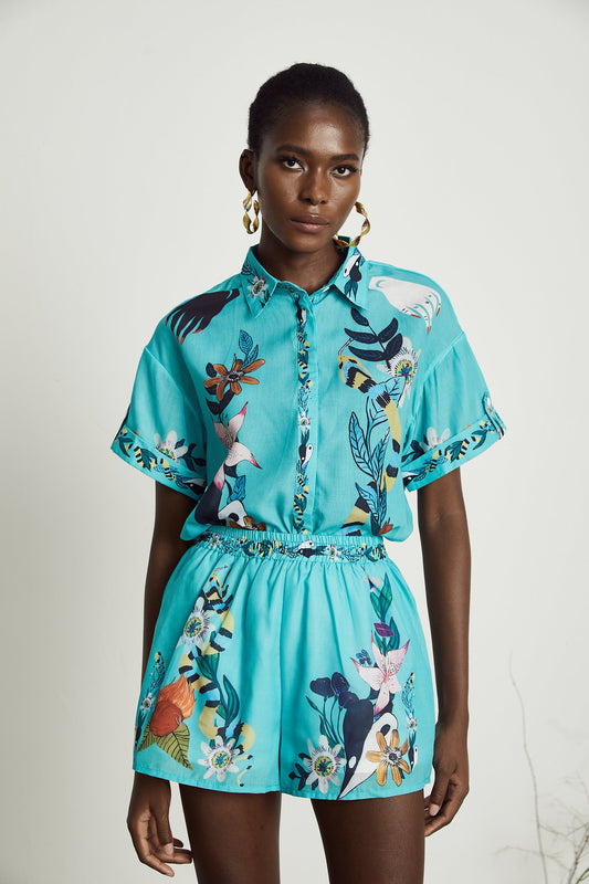 Victoire floral-print shirt & shorts matching set (US Only)
