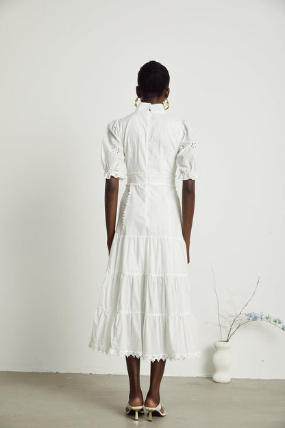 Coline lace floral-embroidered midi dress