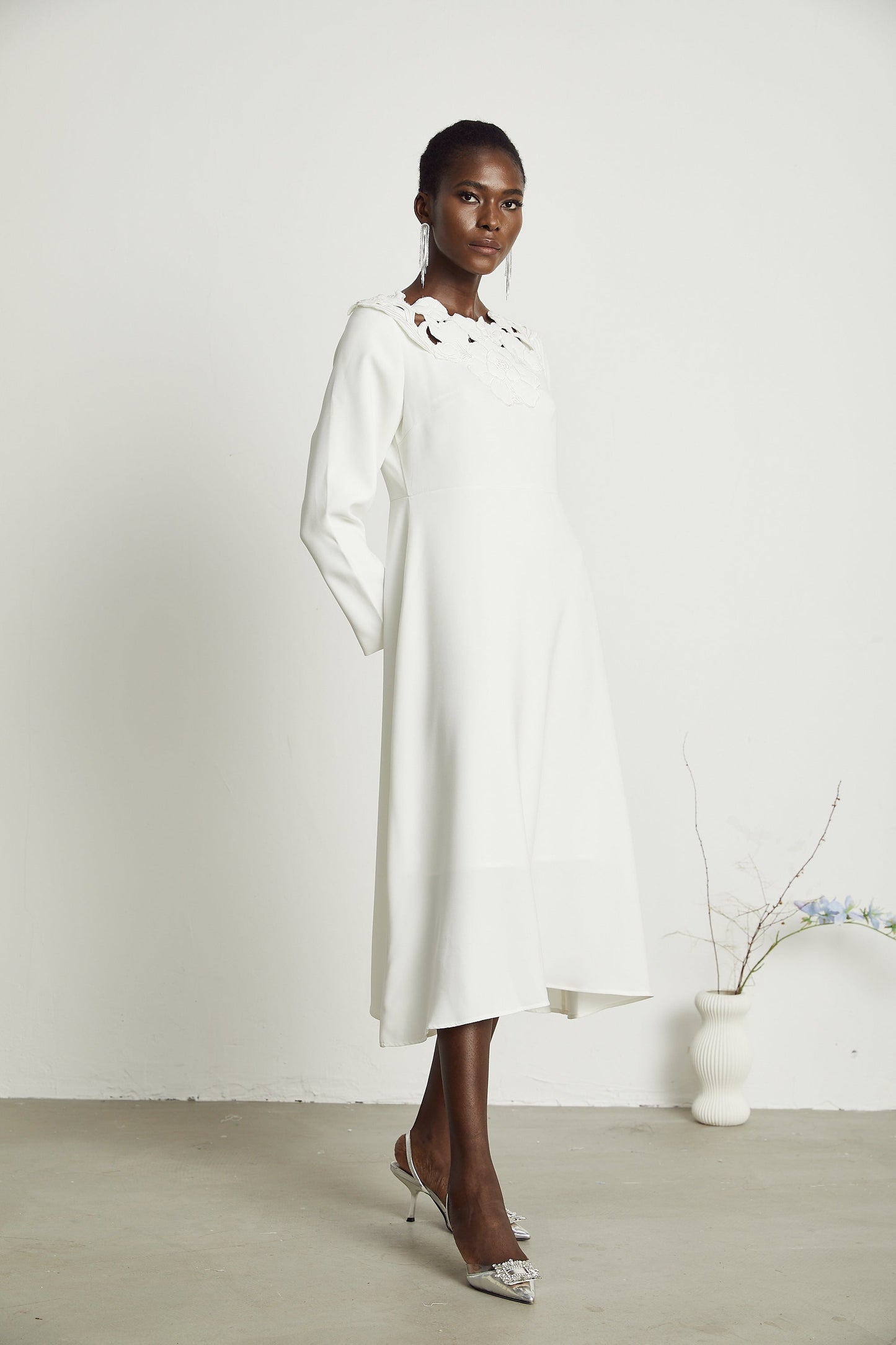 Coline floral embroidered cut-out midi dress