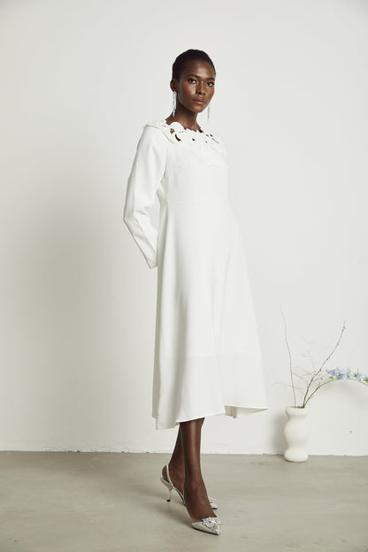 Coline floral embroidered cut-out midi dress