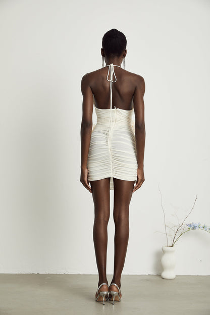 Renée halterneck faux-flower embellished mini dress (US Only)