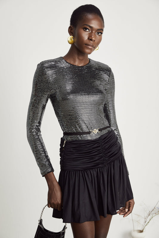 Capucine silver sequined bodysuit