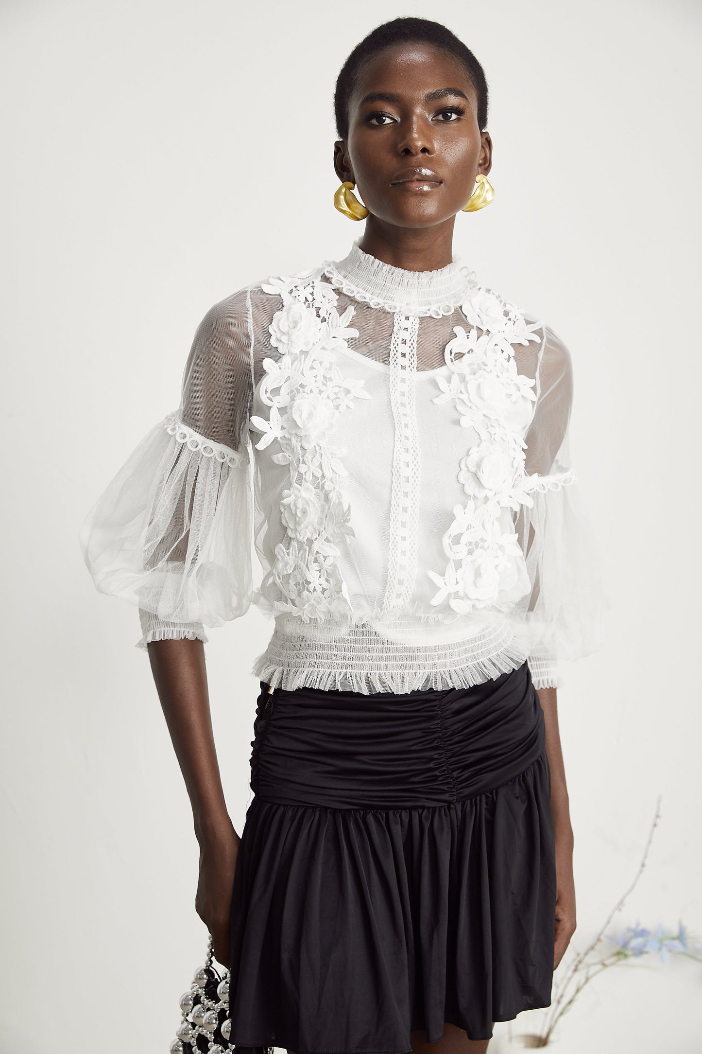 Aiza floral semi-sheer top