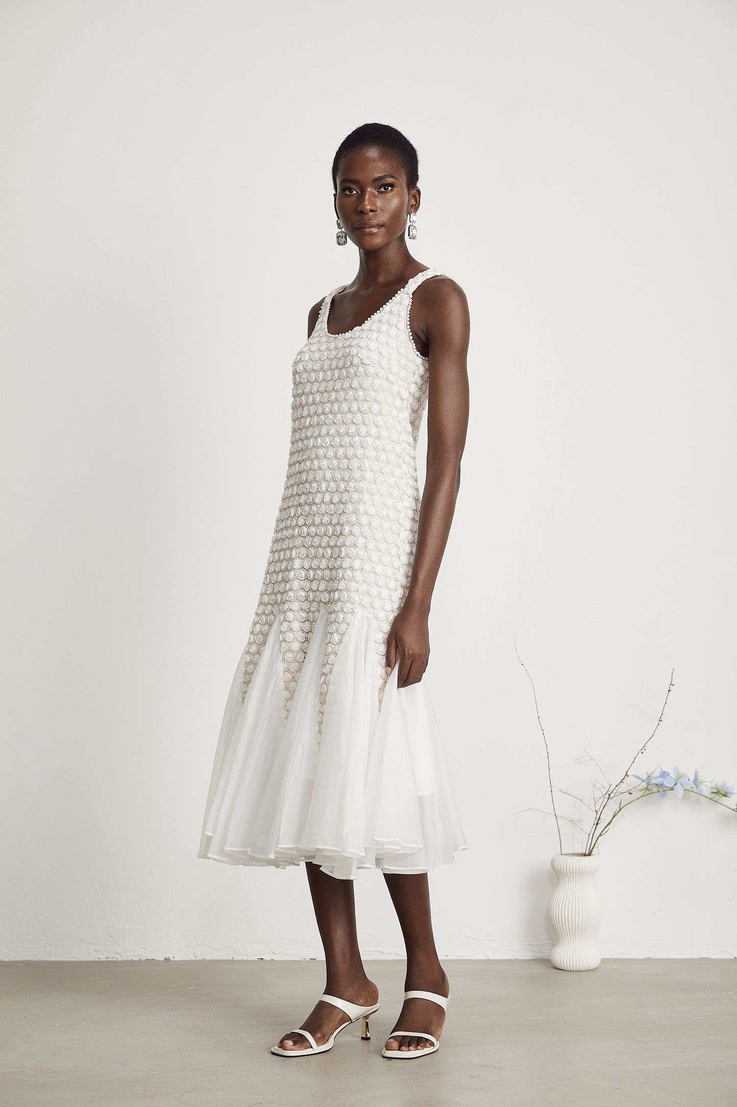 Isabeau faux-flower embellished tulle midi dress (US Only)