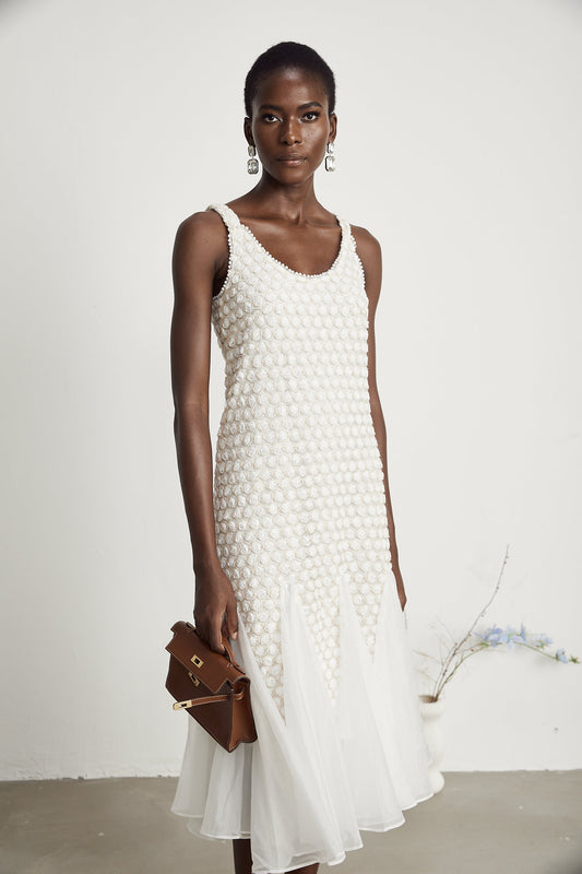 Isabeau faux-flower embellished tulle midi dress (US Only)