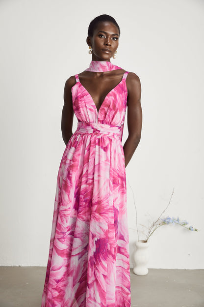 Florence V-neck floral maxi dress