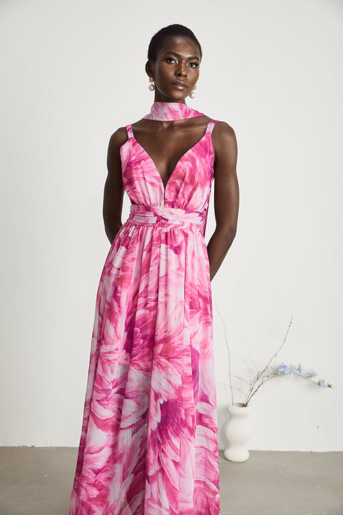 Florence V-neck floral maxi dress
