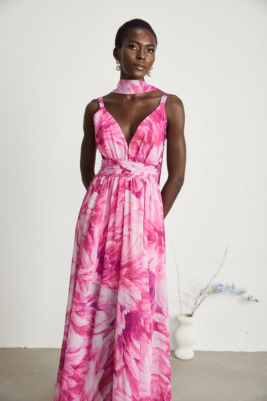 Florence V-neck floral maxi dress