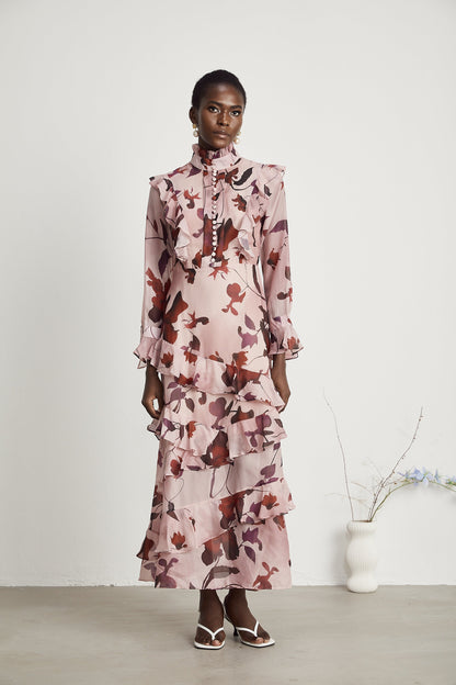 Agathe graphic-print ruffled maxi dress (US Only)