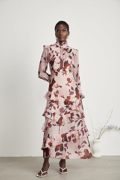 Agathe graphic-print ruffled maxi dress (US Only)