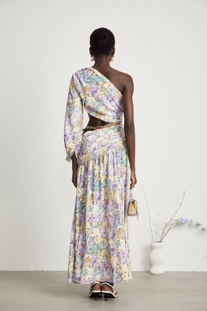 Fabienne one-shoulder floral-print midi dress (US Only)