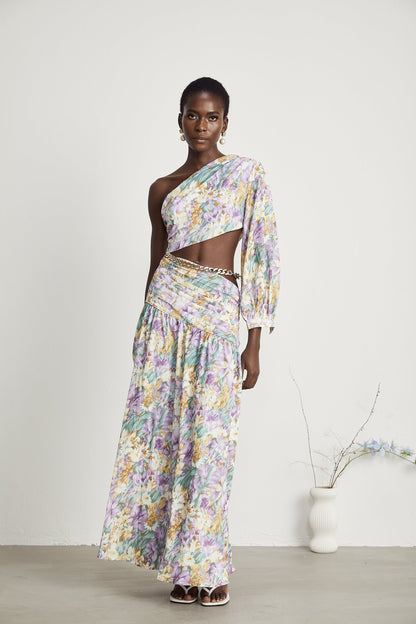 Fabienne one-shoulder floral-print midi dress (US Only)