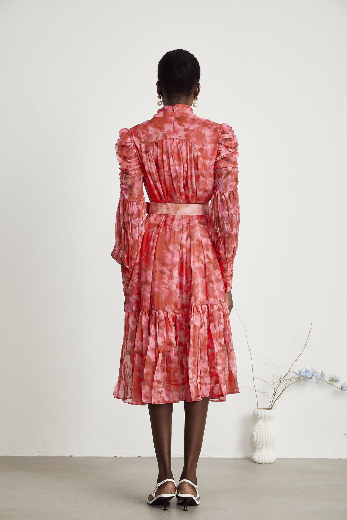 Lucie bow-tie embellished pleated midi dress (US Only)