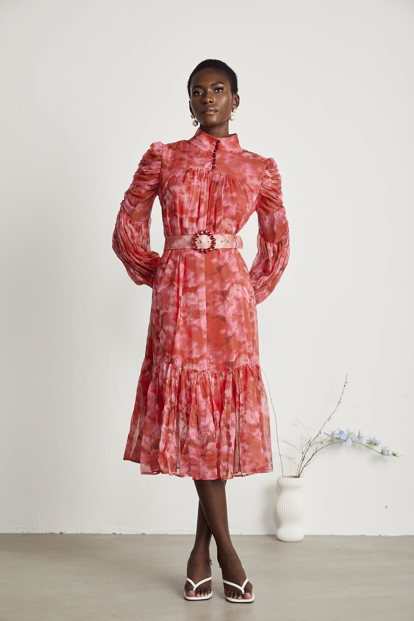 Lucie bow-tie embellished pleated midi dress (US Only)